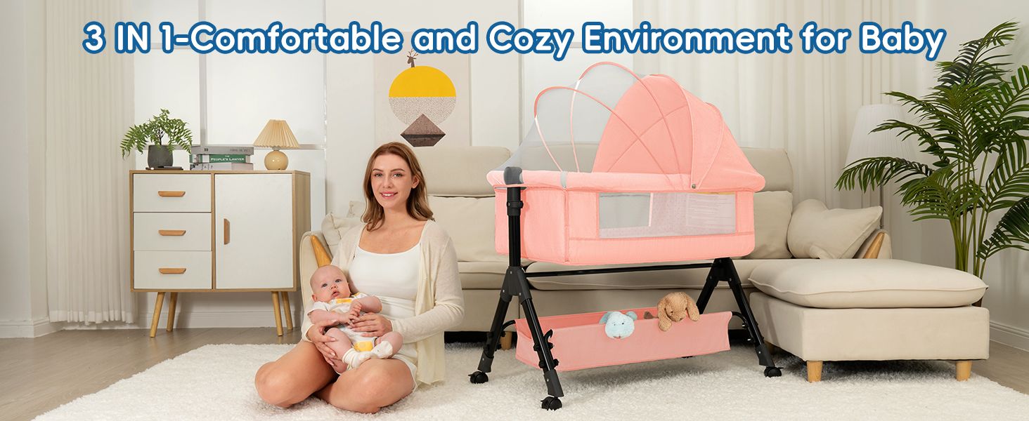 BCOL 3-in-1 Pink bassinet with mother and baby